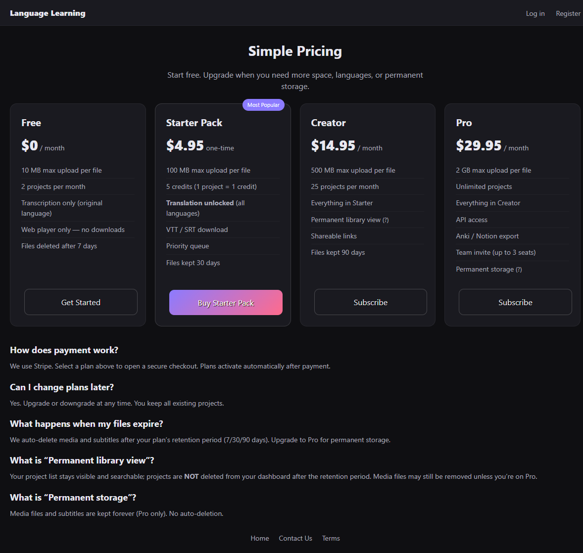 Language Learning — Homepage